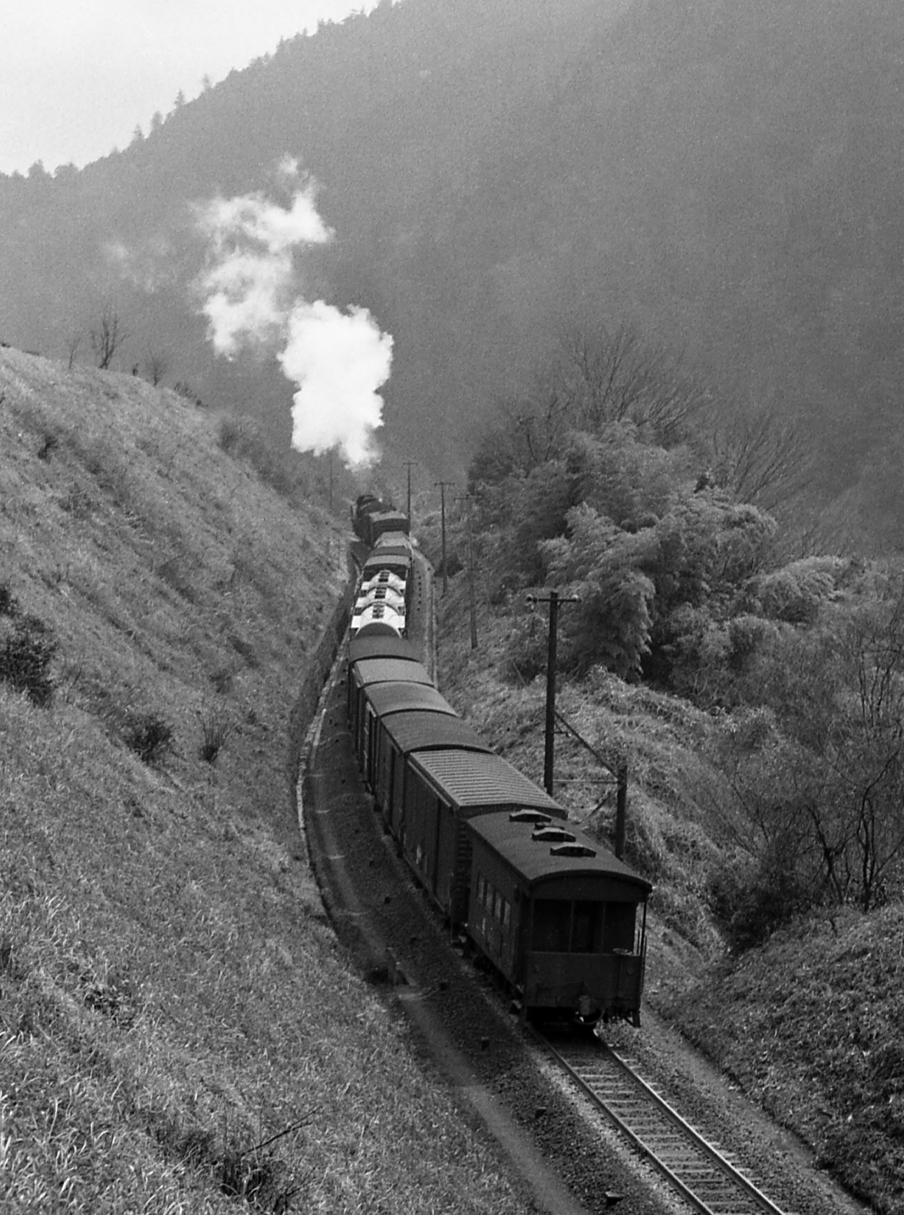 『木曾谷を登る』 669列車 D51245 田立 1971.4.4