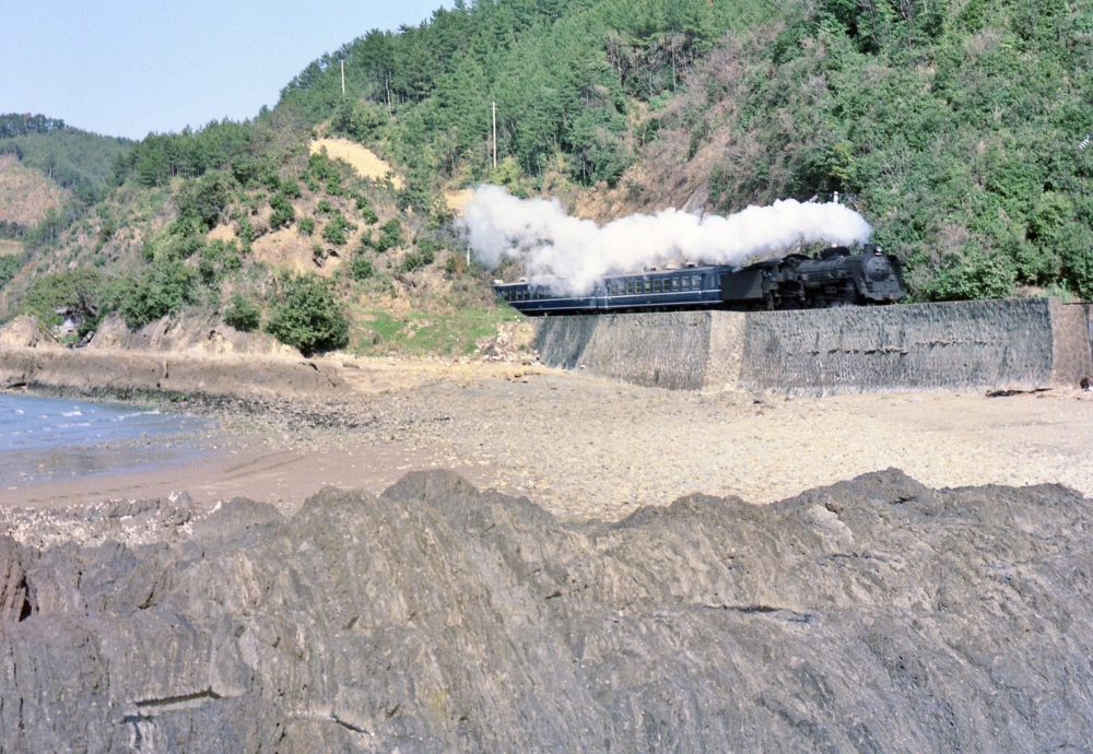 急客8213列車しろやま71号 C6112 鹿児島本線上田浦 1970.3.25