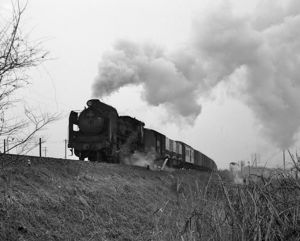 『稲一のエース木曽川築堤を行く』 267列車 D512 弥富 1969.2.4