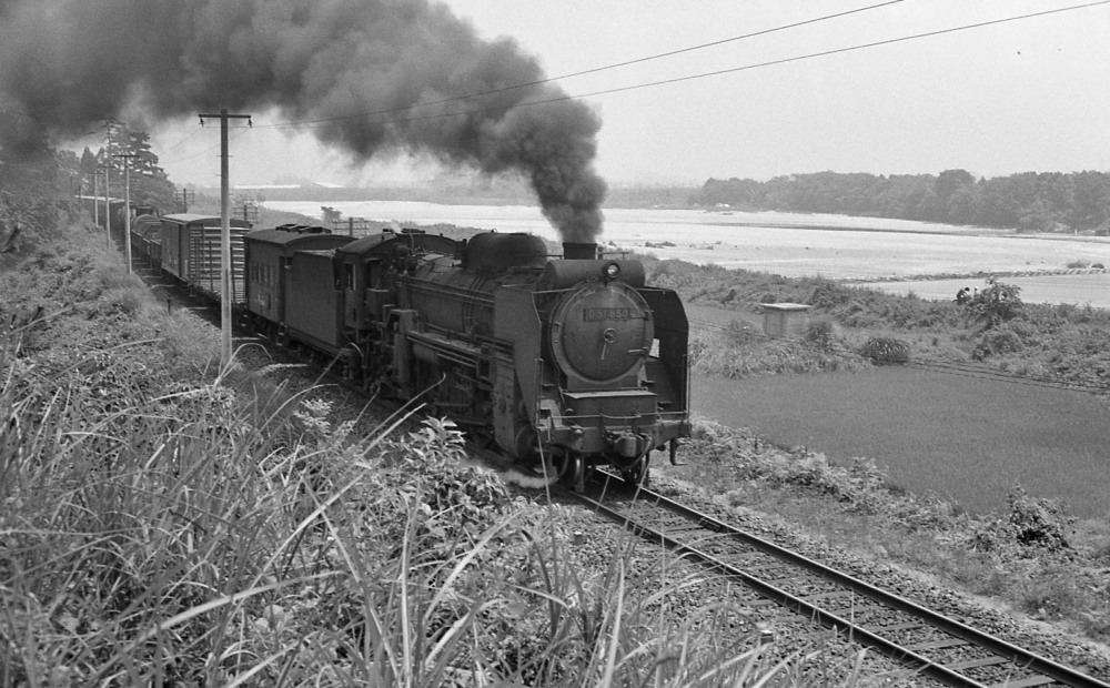 『梅雨明けの鈴鹿川沿いを行く』 263列車 D51850 鈴鹿 1970.7.26