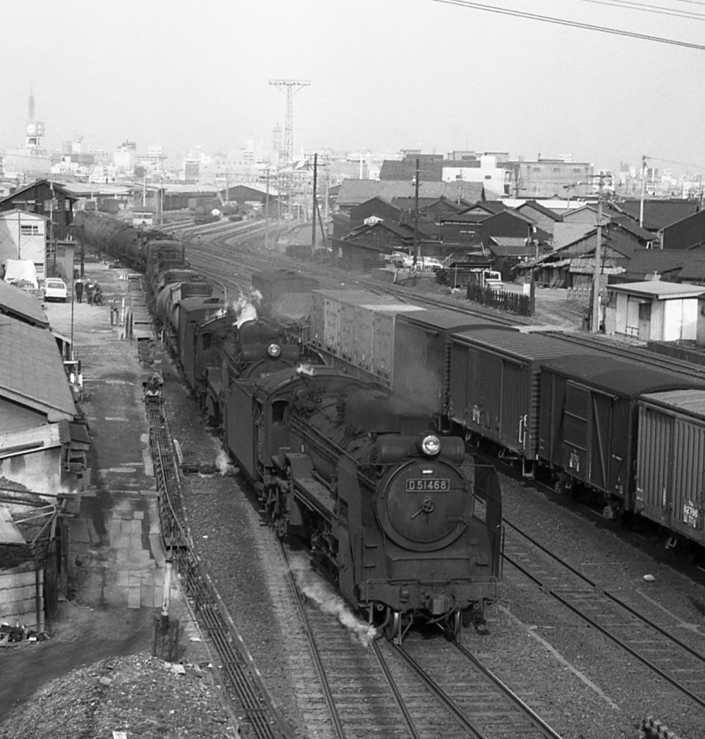 『D51重連笹島到着』 257列車 D51468+528 1970.3.18