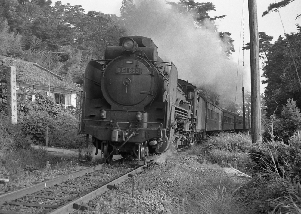 722列車 D51693 草津線三雲 1970.8.6