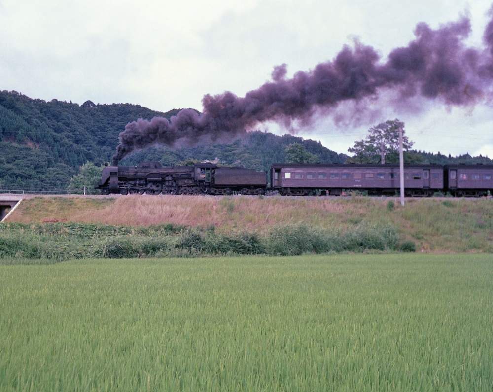 『爆煙高々と』 444列車 C6128 奥羽本線前山 1971.8.13