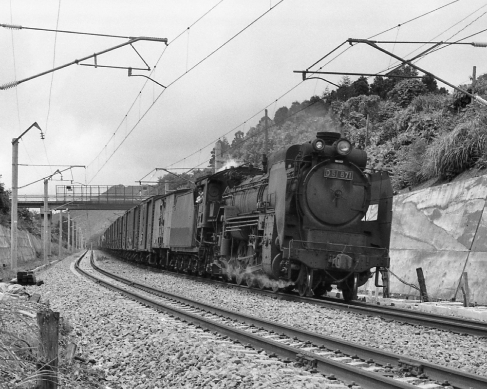 『長大編成を従えて』 855列車 D51871 奥羽本線前山 1971.8.13