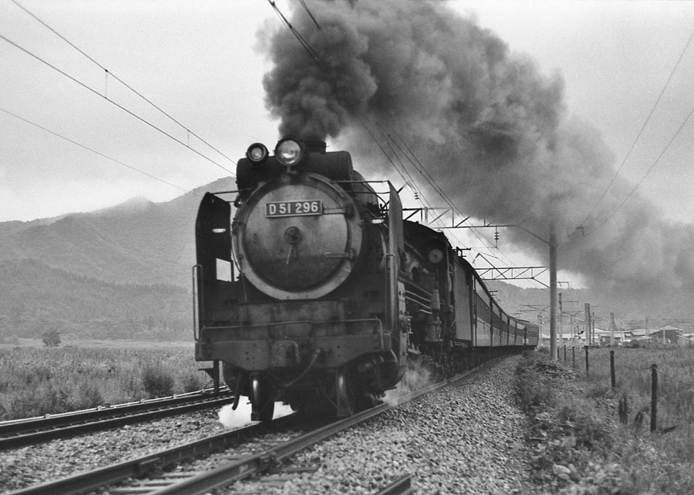 『排煙たなびかせて』 625列車 D51296 奥羽本線白沢 1971.8.12