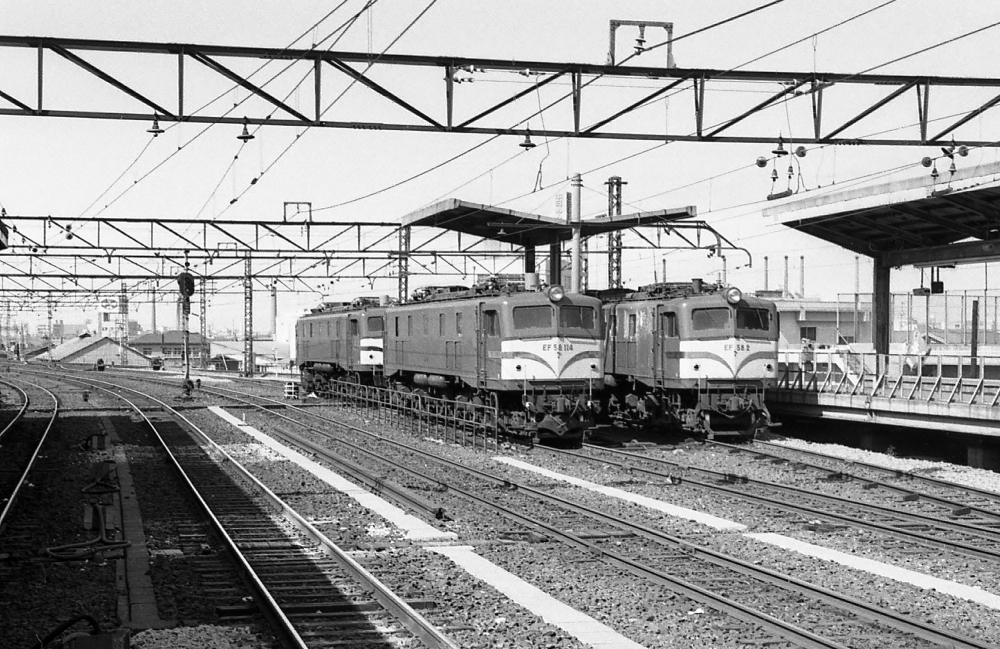 名古屋駅機関車留置線 EF58114,EF582ほか 1972.3