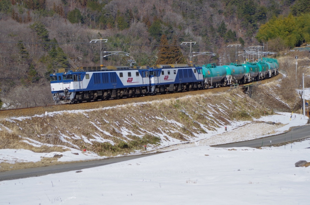 『残雪の木曽谷を下る』 3084列車 EF641027+1002 中央西線倉本 2017.1.25