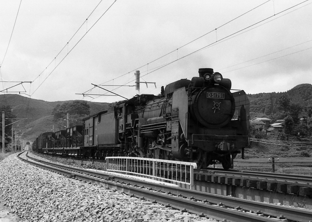 『ナクイチ奥羽本線を行く』695列車 D51791 奥羽本線前山 1971.8.13