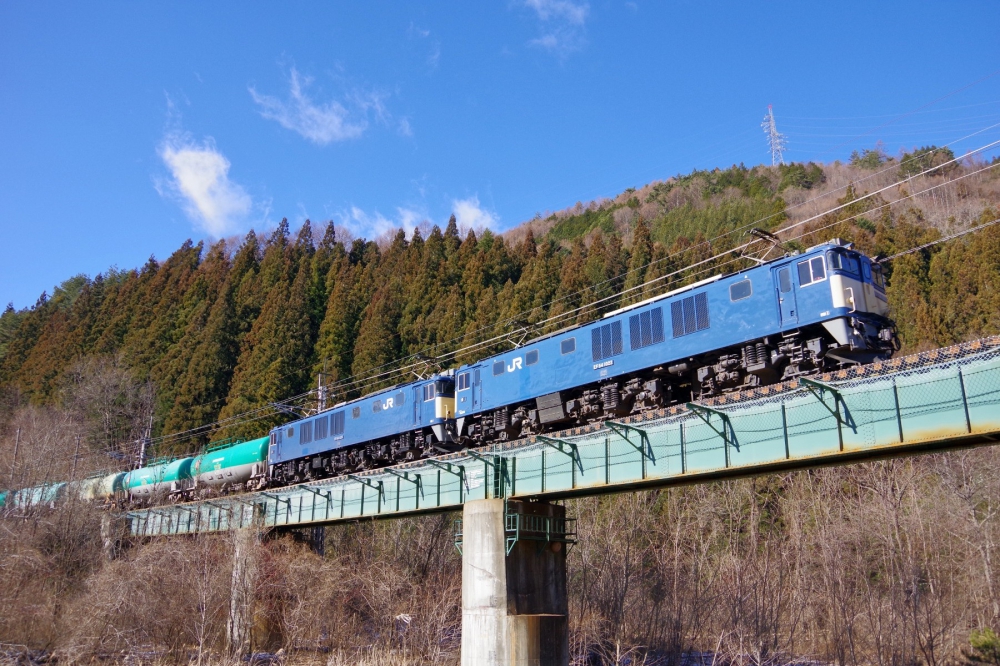 『青空よりも青く』6883列車 EF641022+1026 木曽平沢 2019.1.18