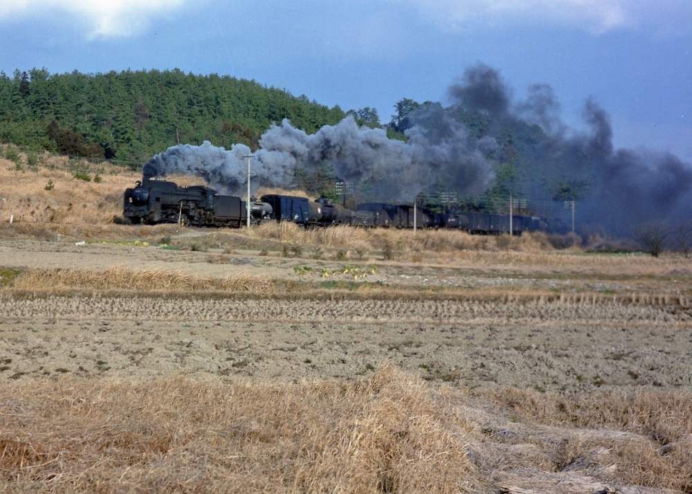 『排煙濛々と』265列車 D512 河原田 1971.2.7